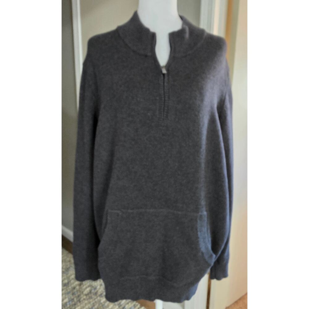 Mens L.L. Bean "Wicked Soft" Cotton-Cashmere Quarter Zip Sweater XL